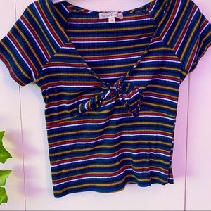 woman's top, stripped, tie in the front